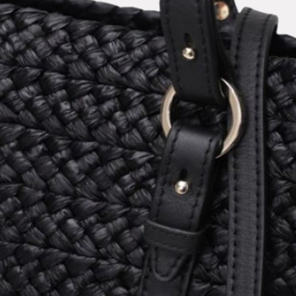 NWT- Helen Kaminski Pinimil S Bridle – Raffia Tote Bag – Charcoal/Black(#800) - Picture 4 of 5
